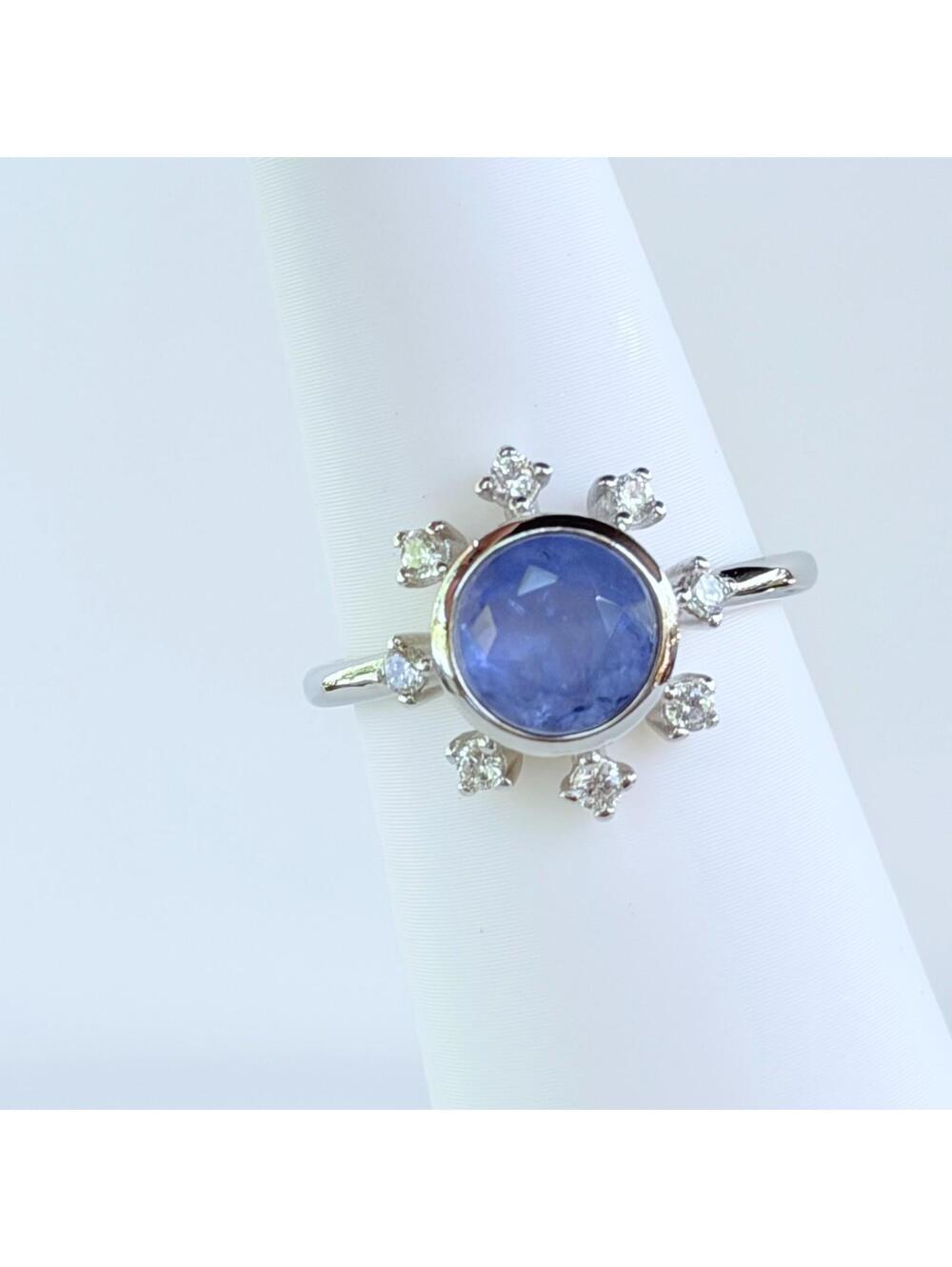Bomb Party Ring Sz 9 Sterling Club Cornflower Blue Quartz .925 Sterling Silver